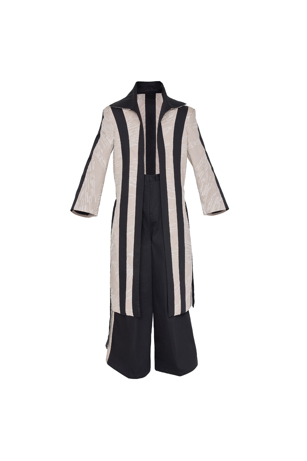 Beige and Black Drill Coat
