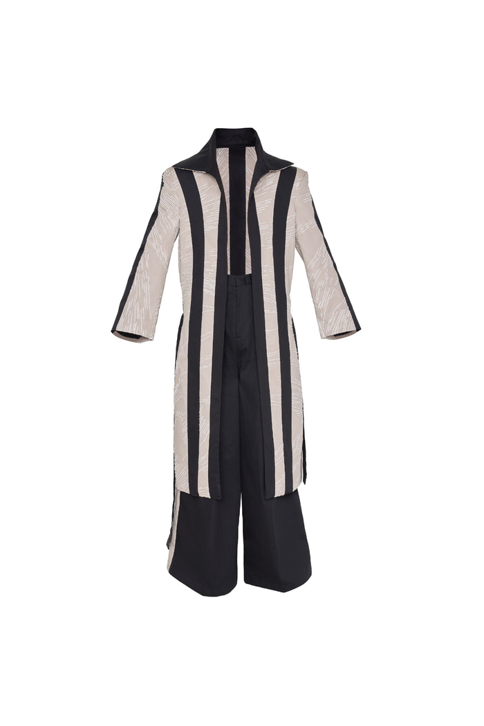 Beige and Black Drill Coat