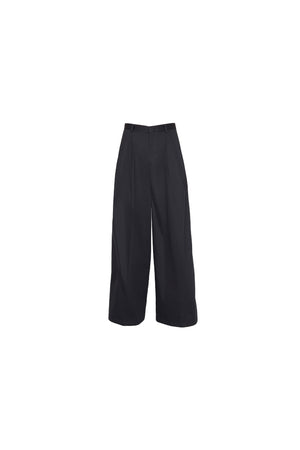 Black Drill Pants with Beige Stripe