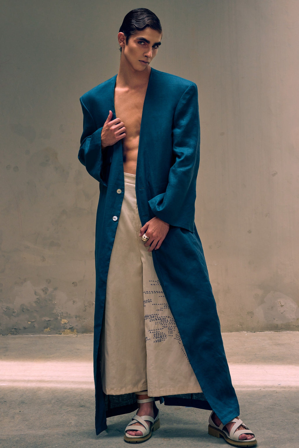 Blue Linen Caftan