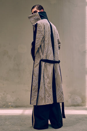 Beige and Black Drill Coat
