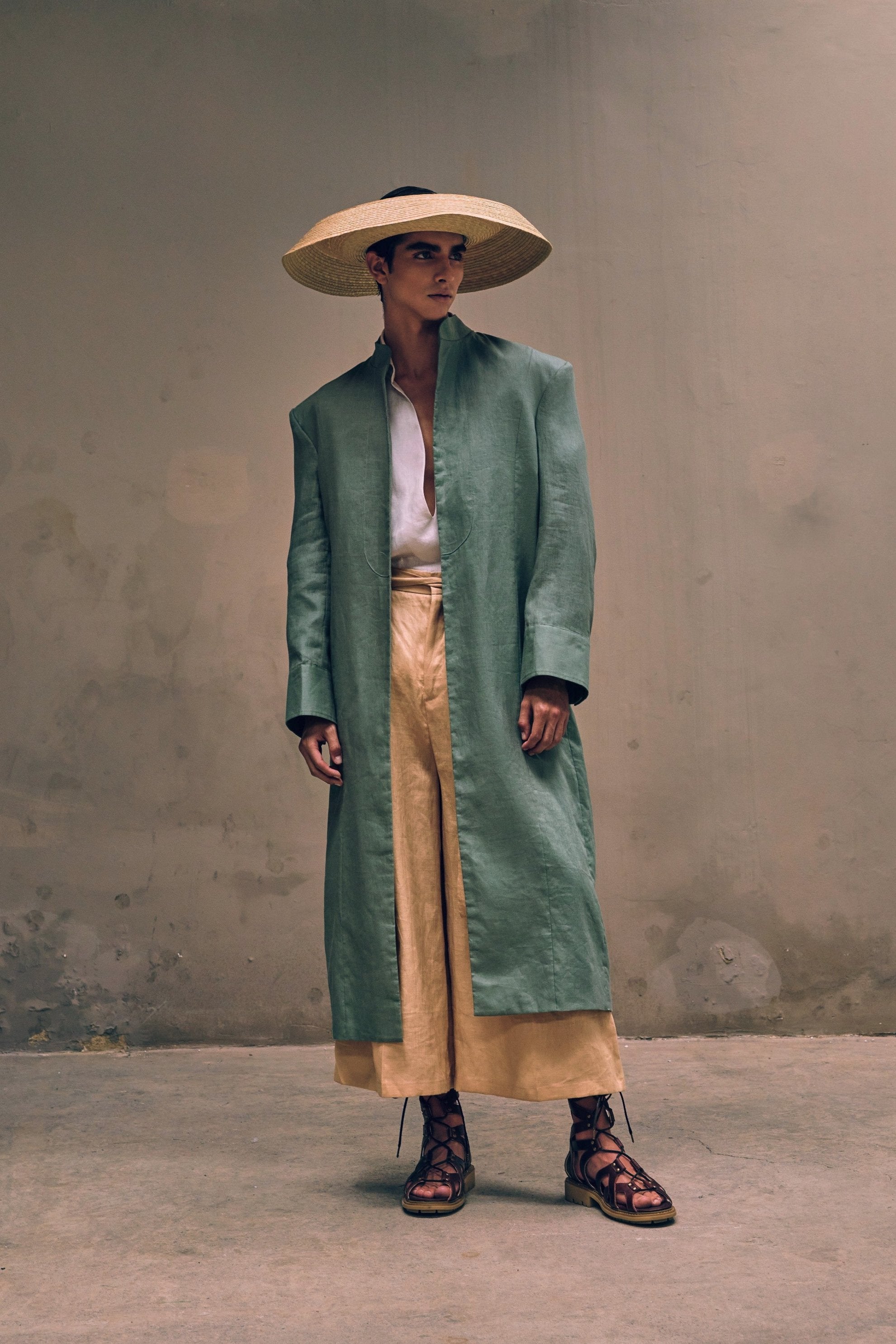 Green Linen Caftan