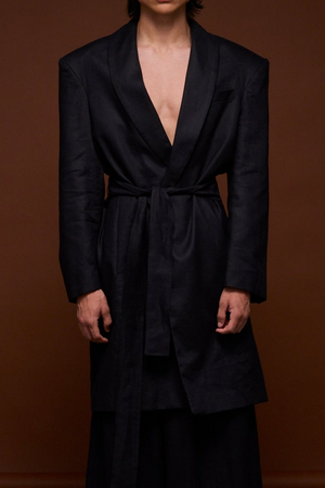 Black Linen Coat