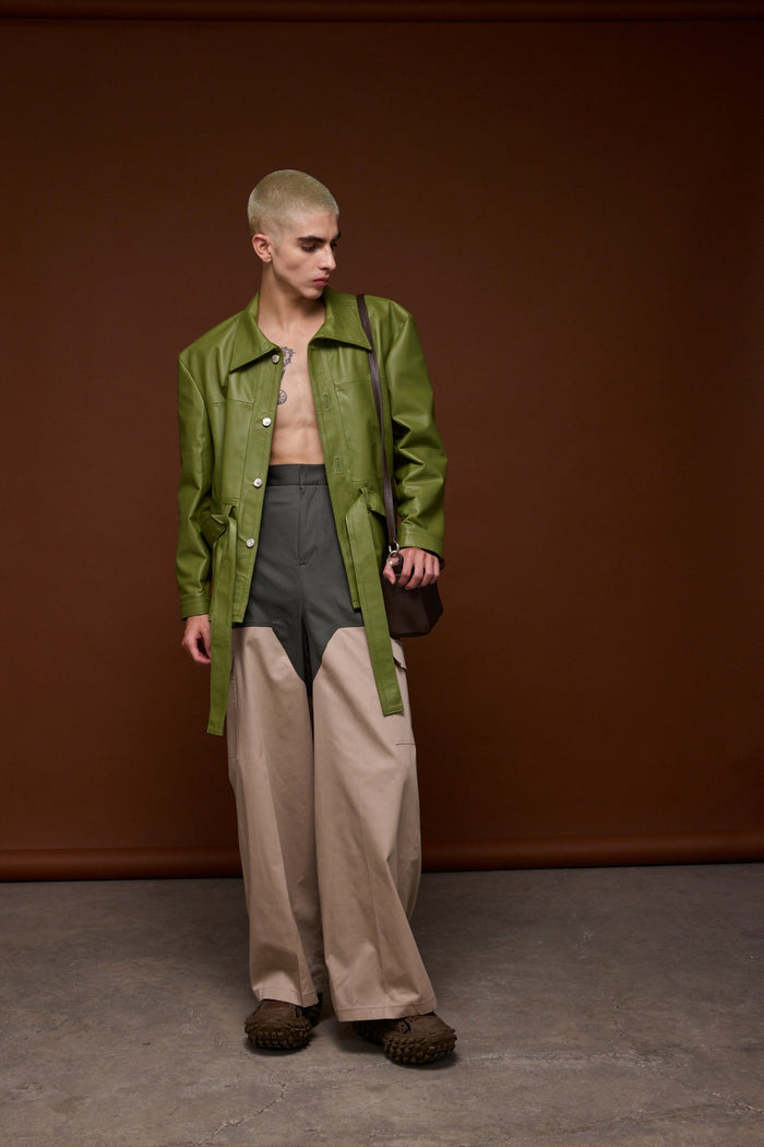 chaqueta cuero verde