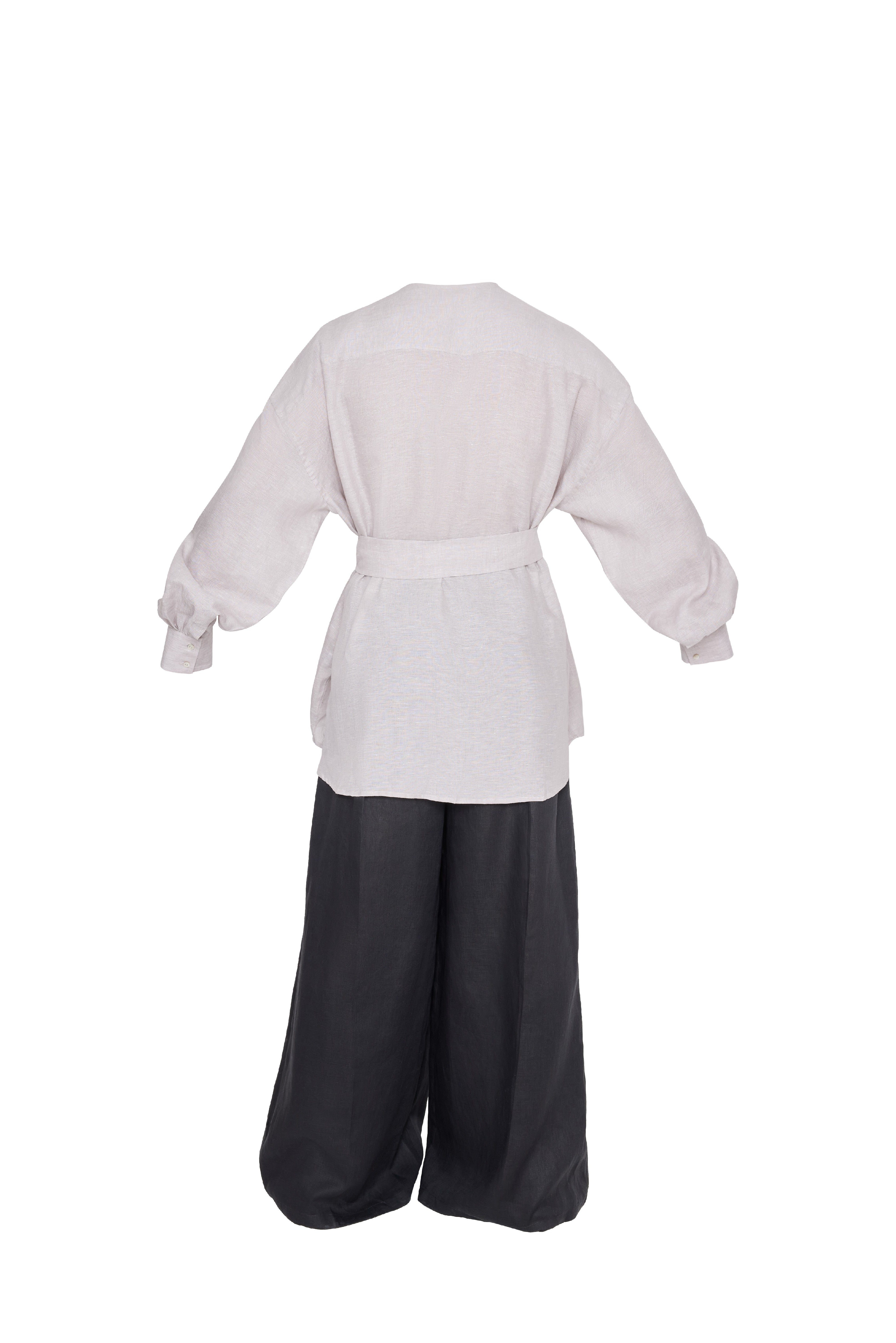 Stone Linen Kimono Shirt