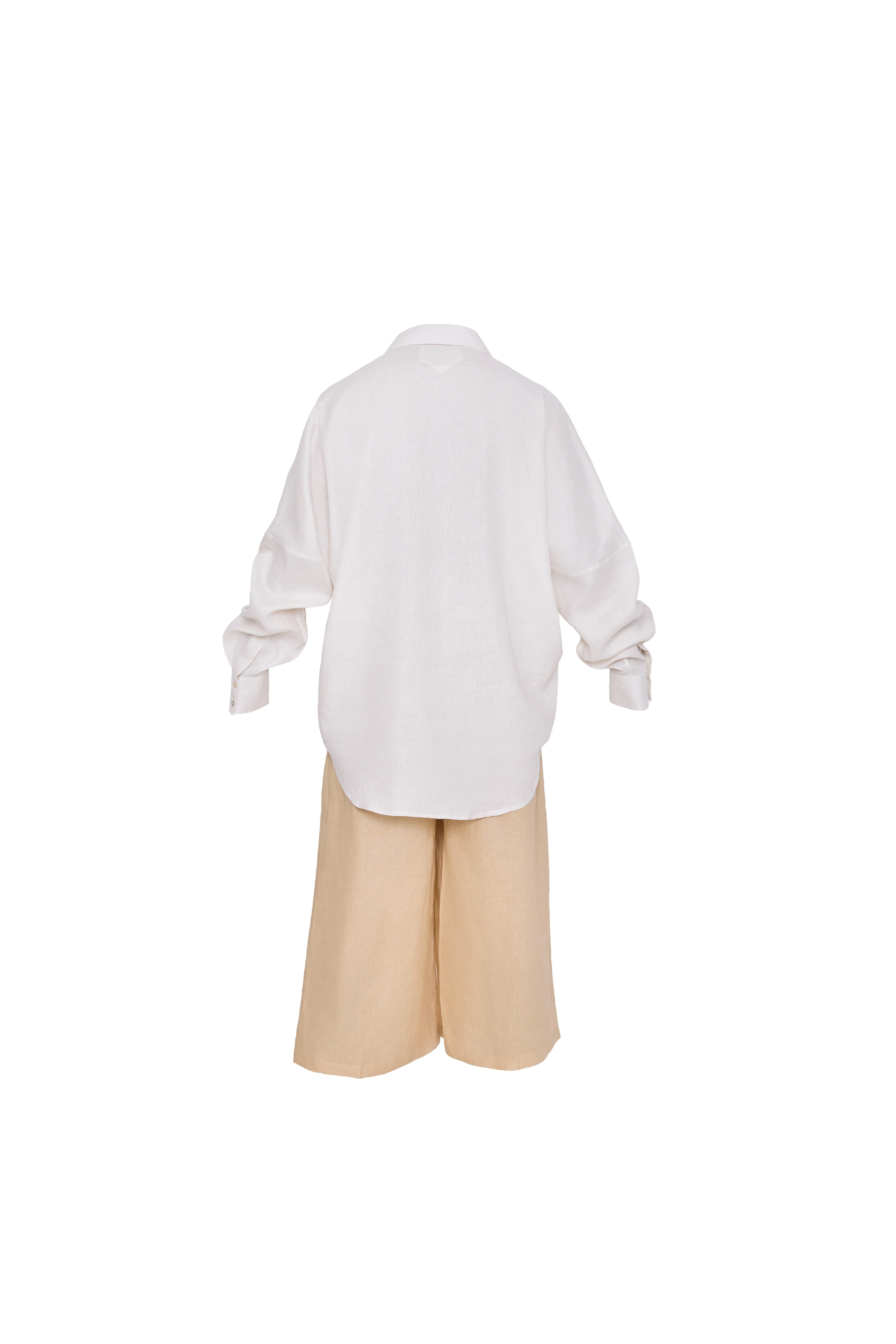 White Pleated Linen Shirt